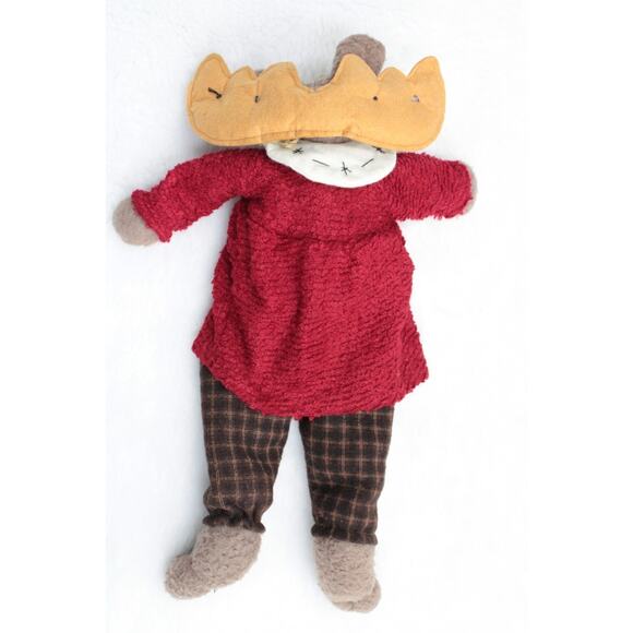 Moose Plush Shelf Sitter Rustic Cabin Christmas Weighted Bottom Dangling Legs - Picture 7 of 9